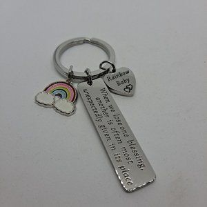 Rainbow Baby Keychain Inspirational Key Ring Metal